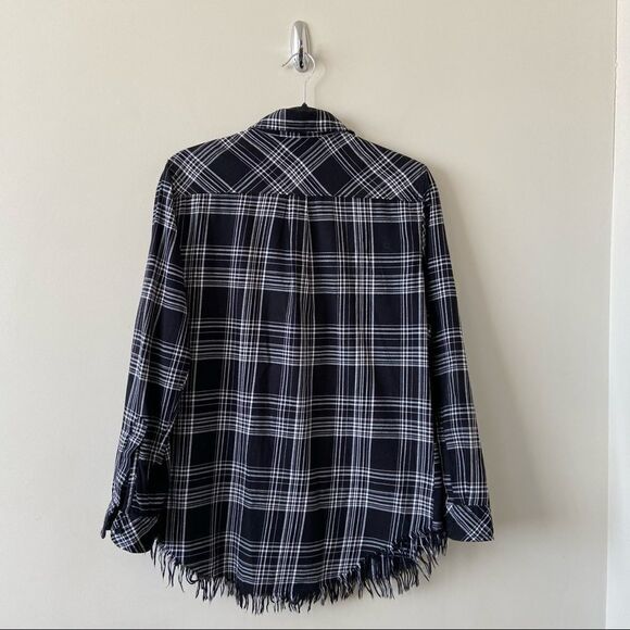 BEACH Lunch Lounge -Plaid Fringe Button Down (Small) - Picture 2 of 6
